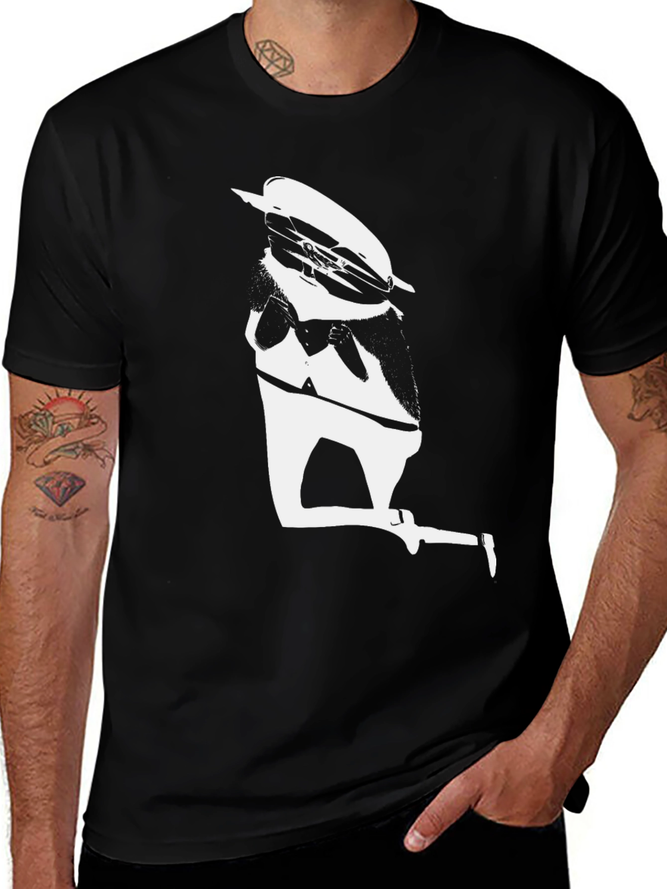 Graphic Black T-Shirt - White Silhouette Design