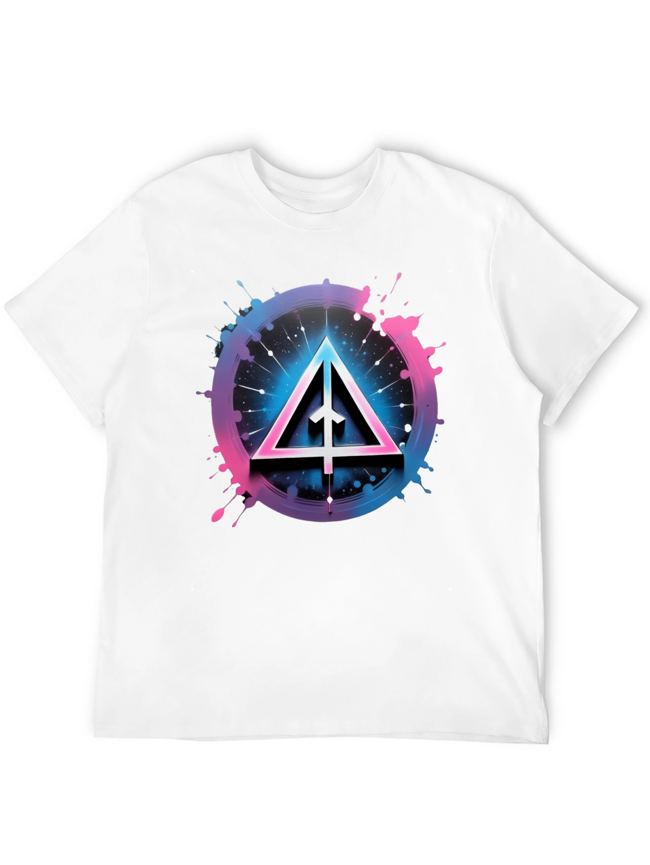 Abstract Triangle Graphic Tee - Black Cotton Blend