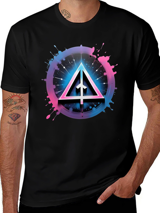 Abstract Triangle Graphic Tee - Black Cotton Blend