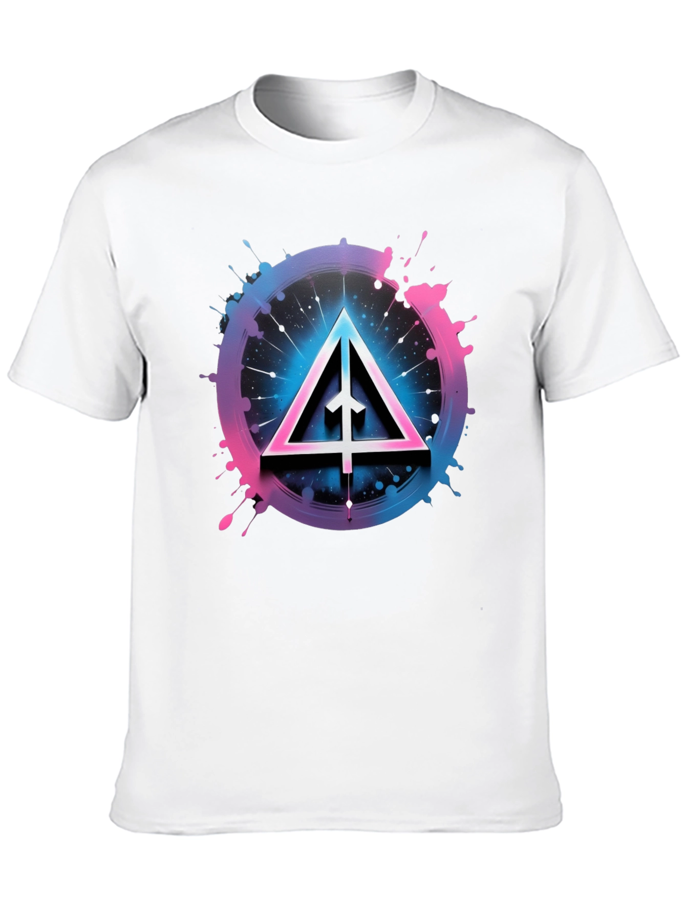 Abstract Triangle Graphic Tee - Black Cotton Blend