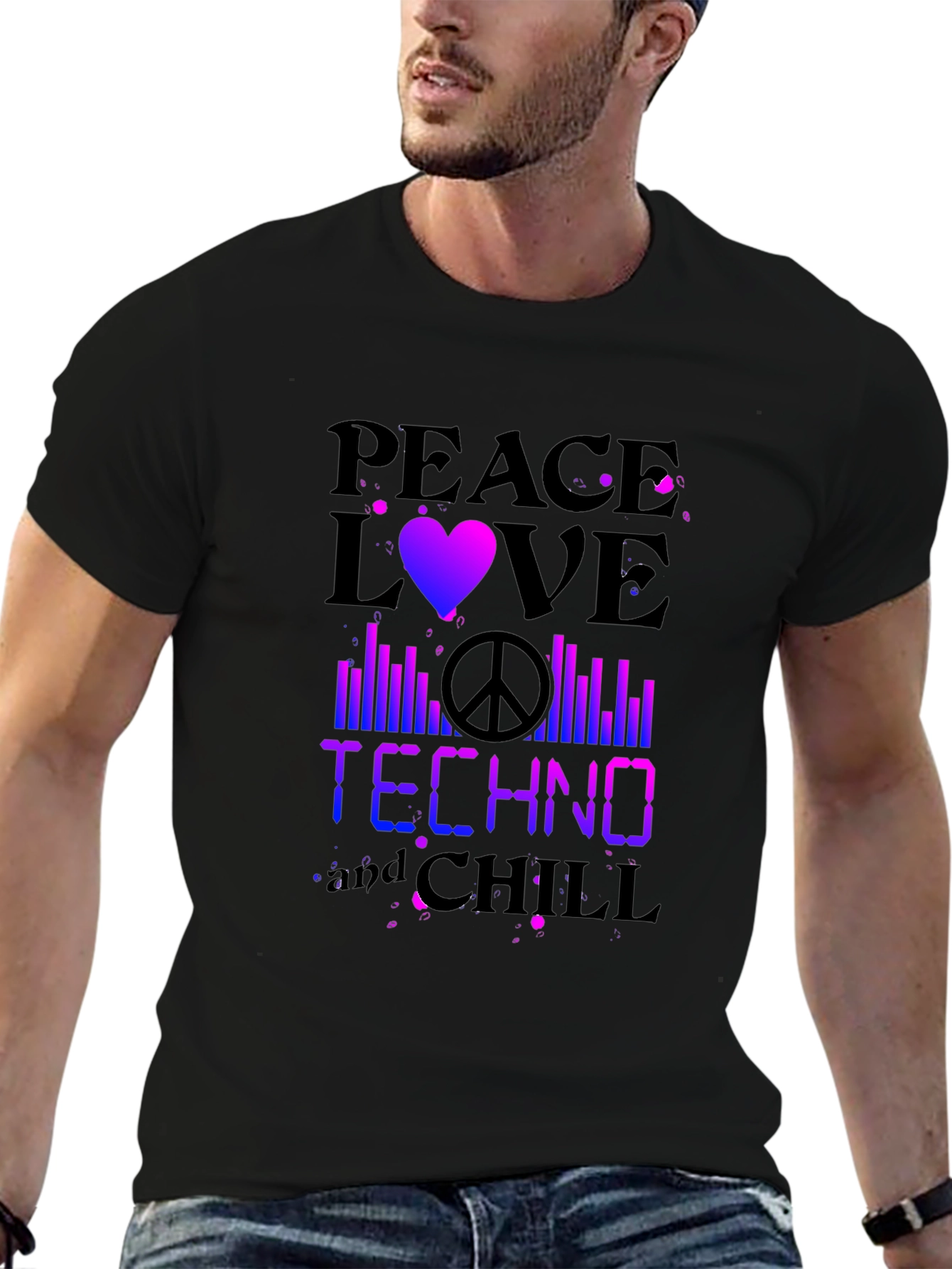 Peace Love Techno Chill Graphic T-Shirt