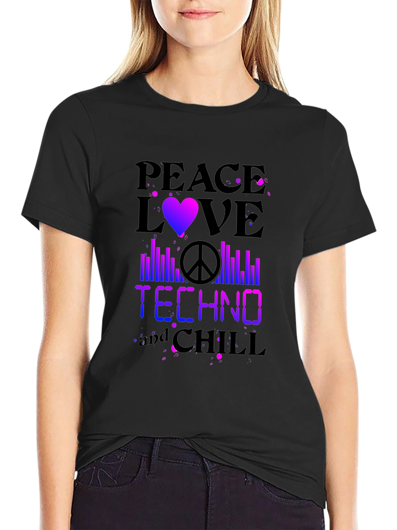 Peace Love Techno Chill Graphic T-Shirt