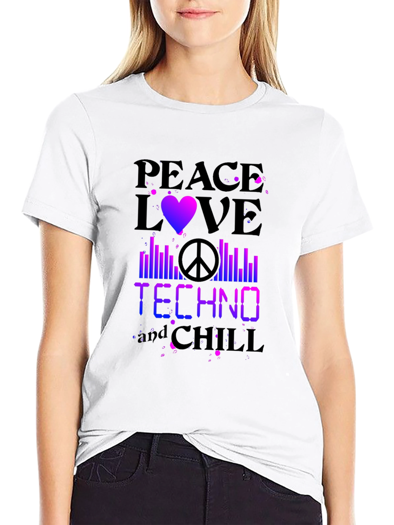 Peace Love Techno Chill Graphic T-Shirt
