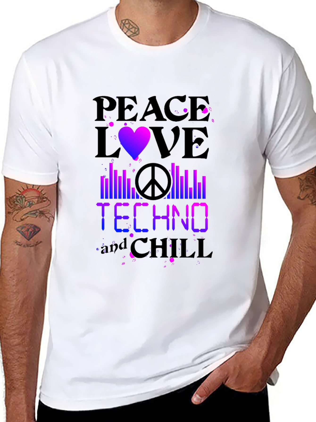 Peace Love Techno Chill Graphic T-Shirt