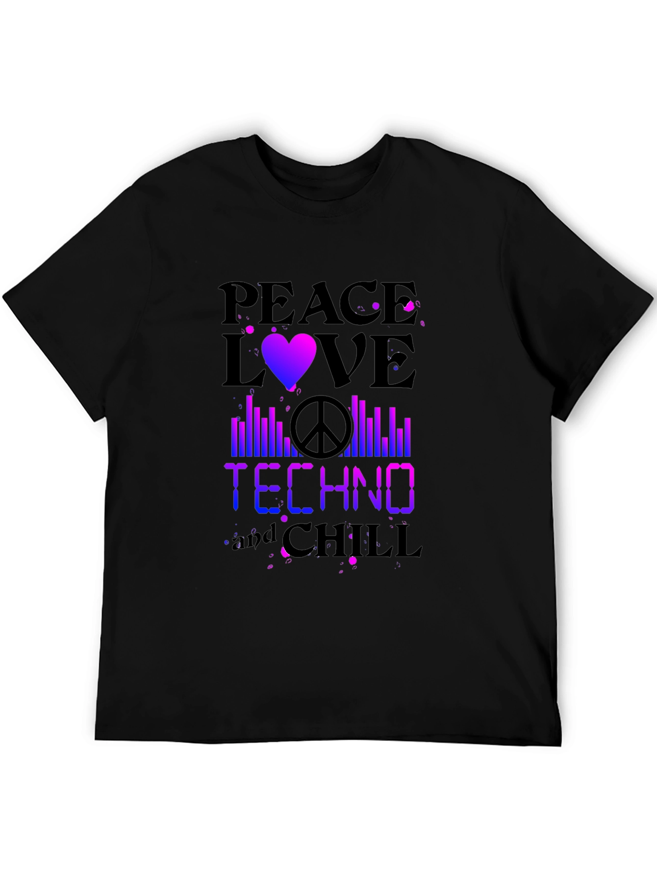 Peace Love Techno Chill Graphic T-Shirt