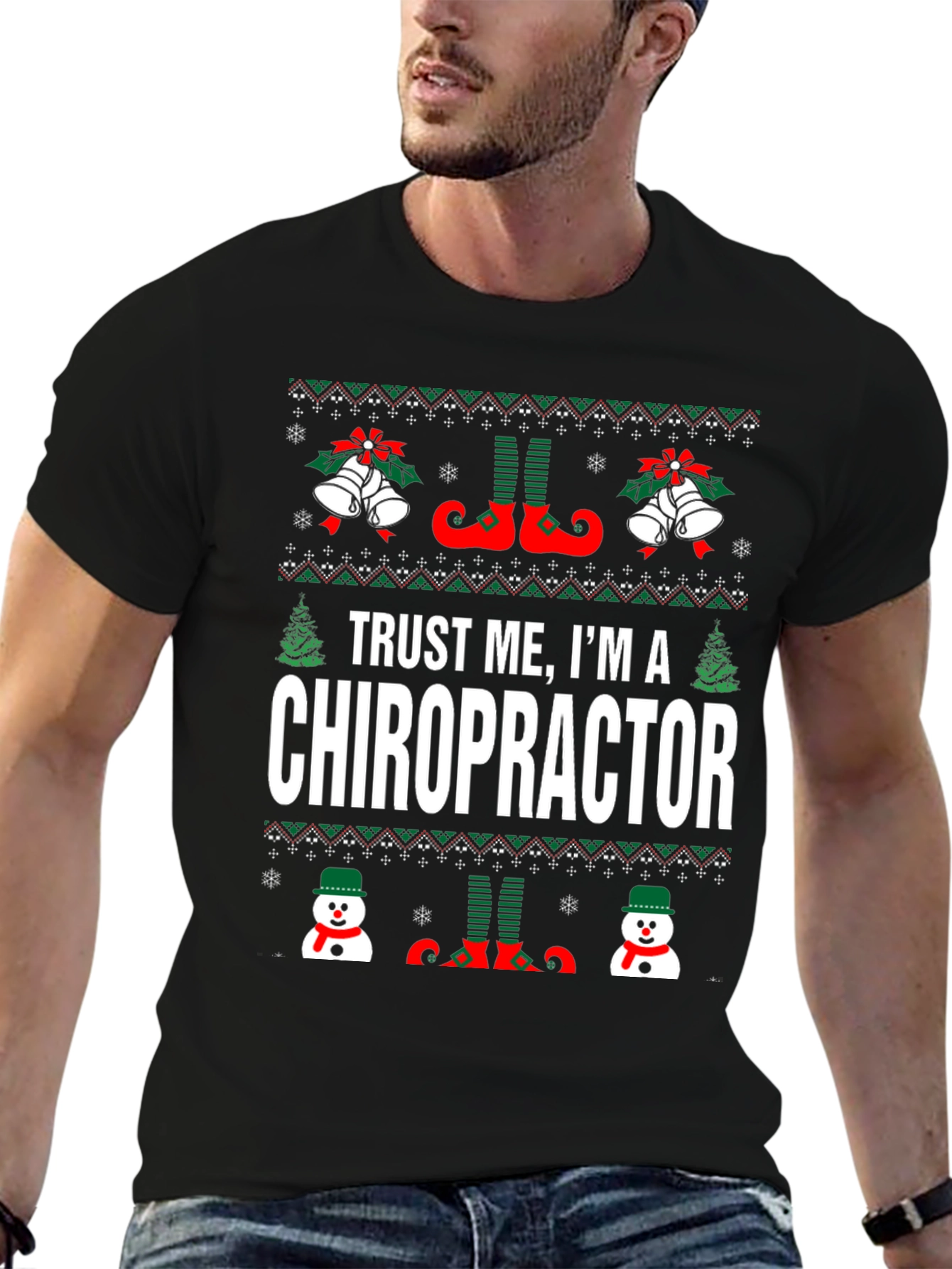 Chiropractor Ugly Christmas Sweater Style T-Shirt