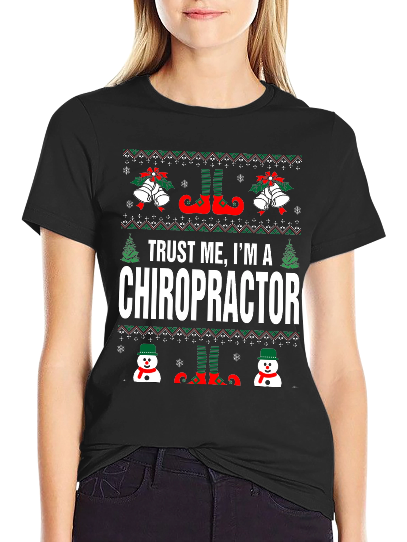 Chiropractor Ugly Christmas Sweater Style T-Shirt