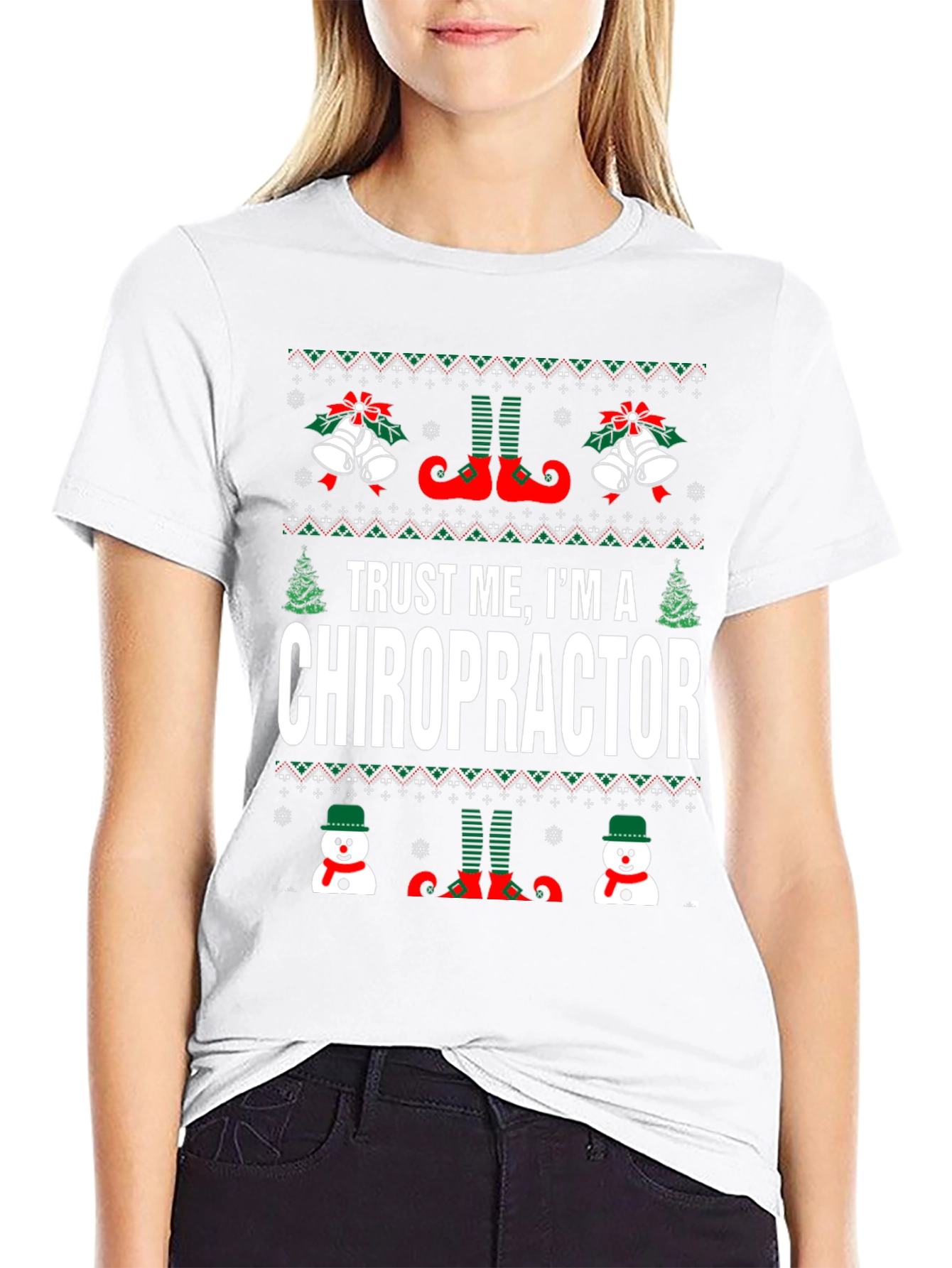 Chiropractor Ugly Christmas Sweater Style T-Shirt
