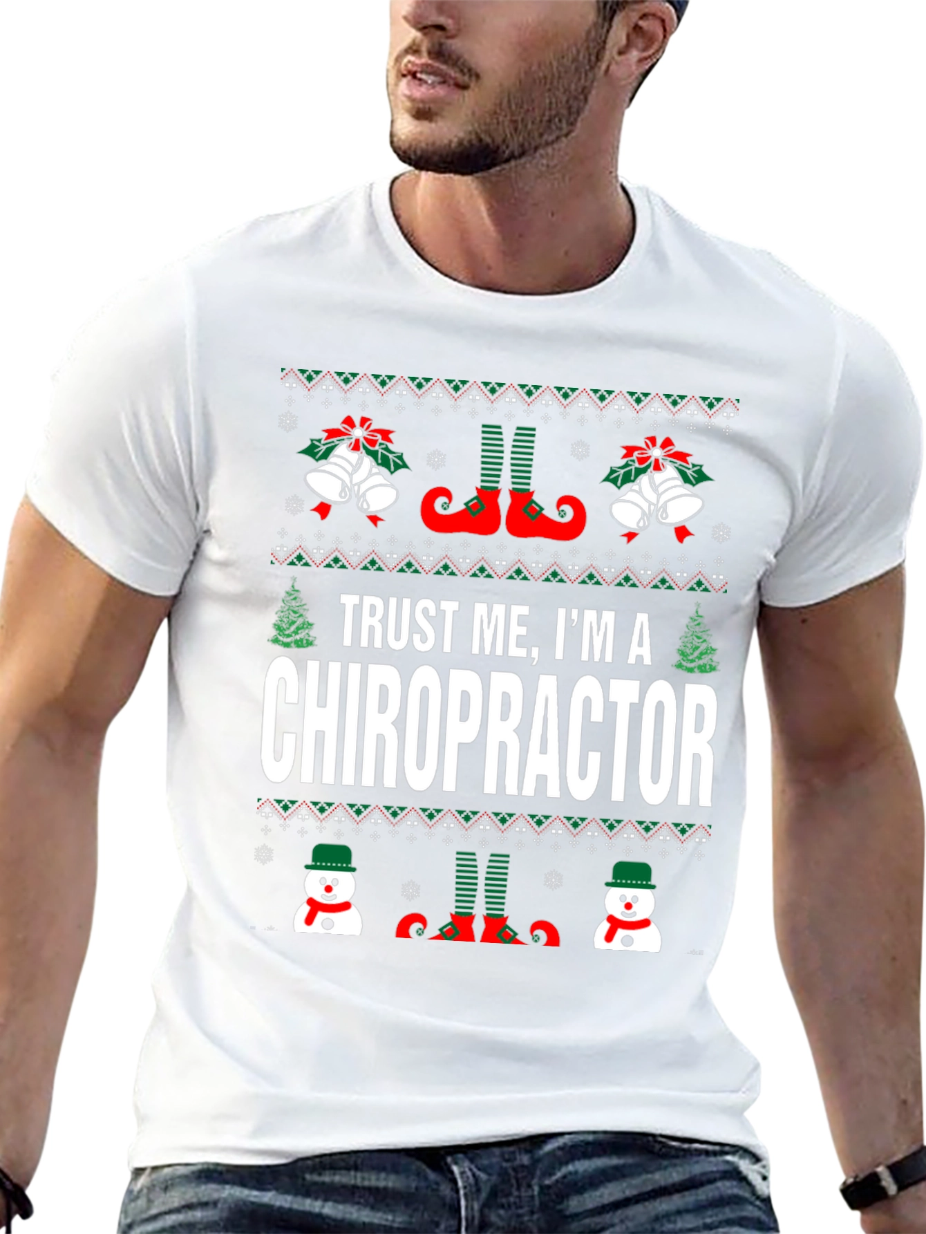 Chiropractor Ugly Christmas Sweater Style T-Shirt
