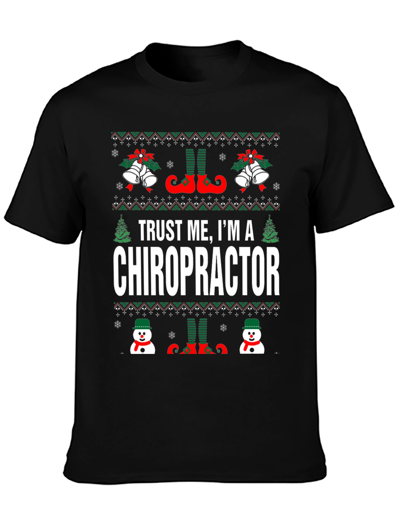 Chiropractor Ugly Christmas Sweater Style T-Shirt