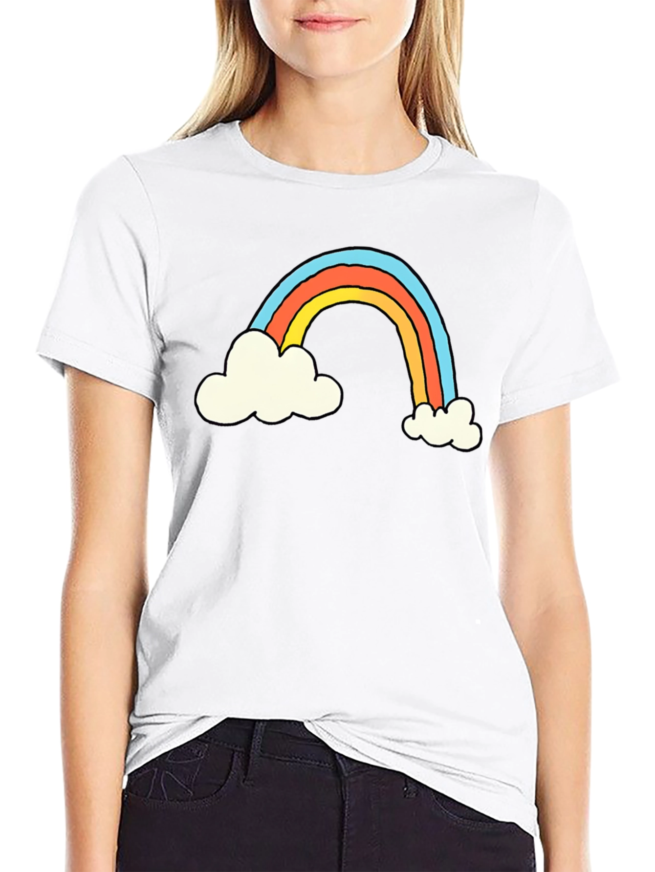 Rainbow Cloud Graphic T-Shirt - Black
