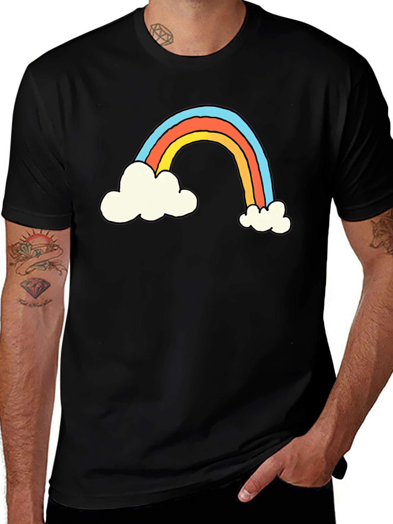 Rainbow Cloud Graphic T-Shirt - Black