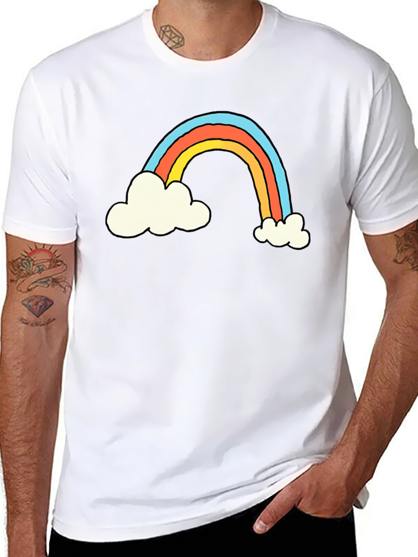 Rainbow Cloud Graphic T-Shirt - Black