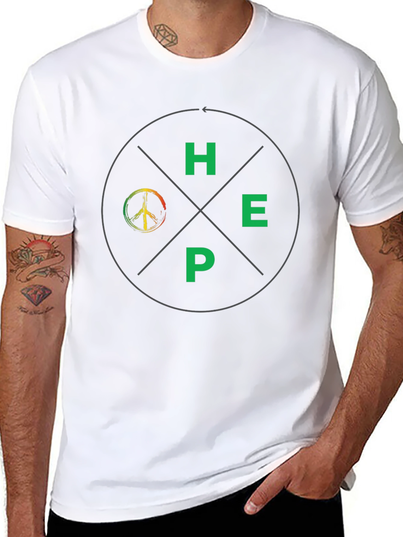 HOPE T-Shirt - Peace Symbol Graphic Print Tee