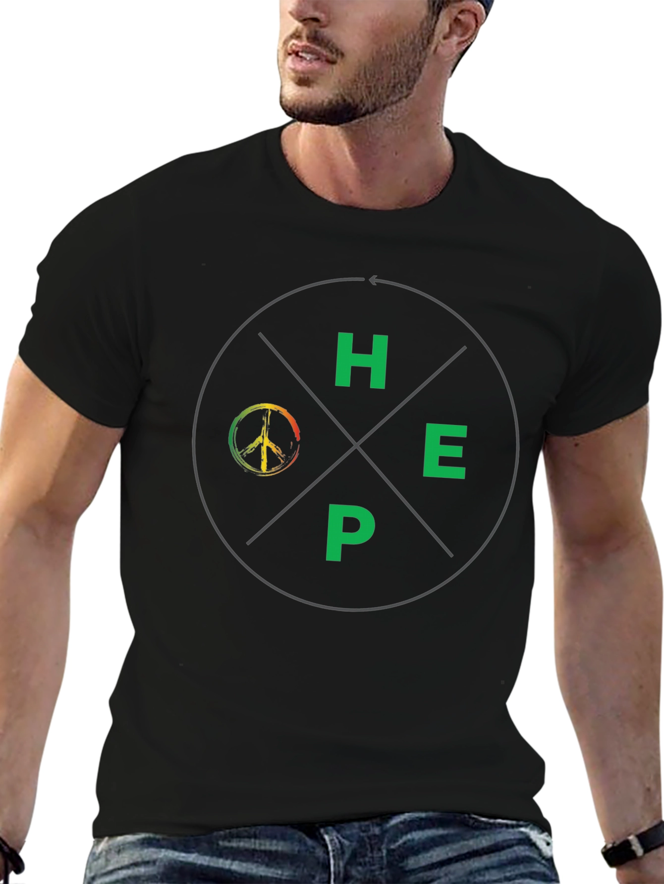 HOPE T-Shirt - Peace Symbol Graphic Print Tee