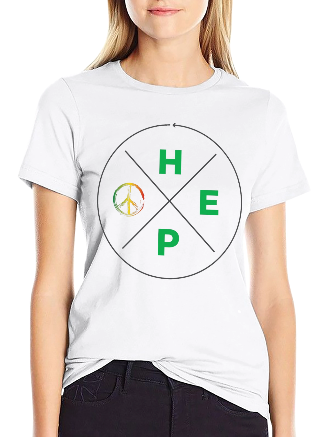 HOPE T-Shirt - Peace Symbol Graphic Print Tee