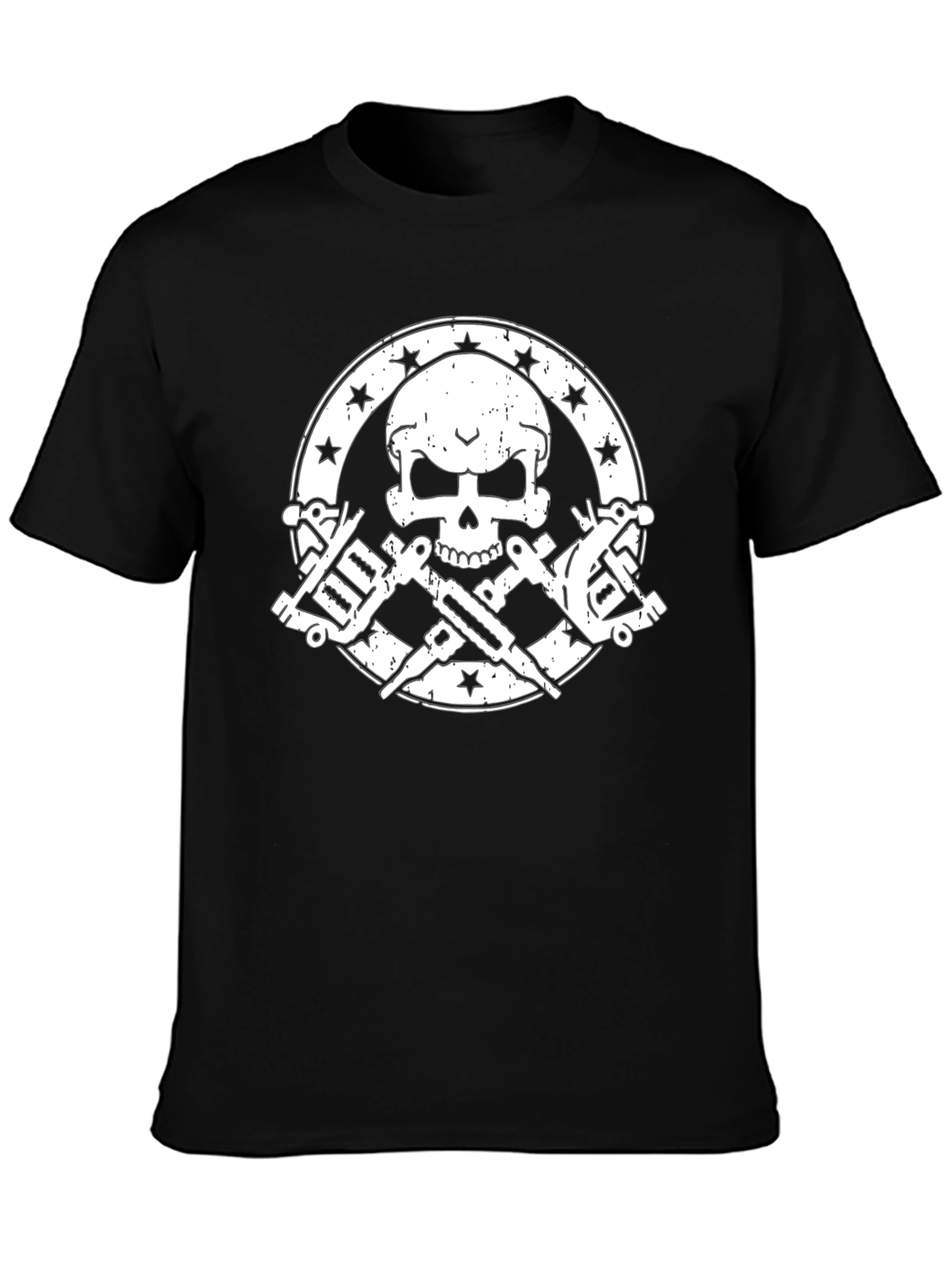 Skull & Tattoo Machine Graphic Tee - Black