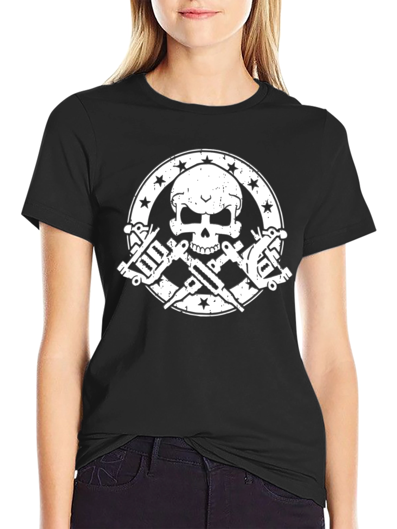 Skull & Tattoo Machine Graphic Tee - Black
