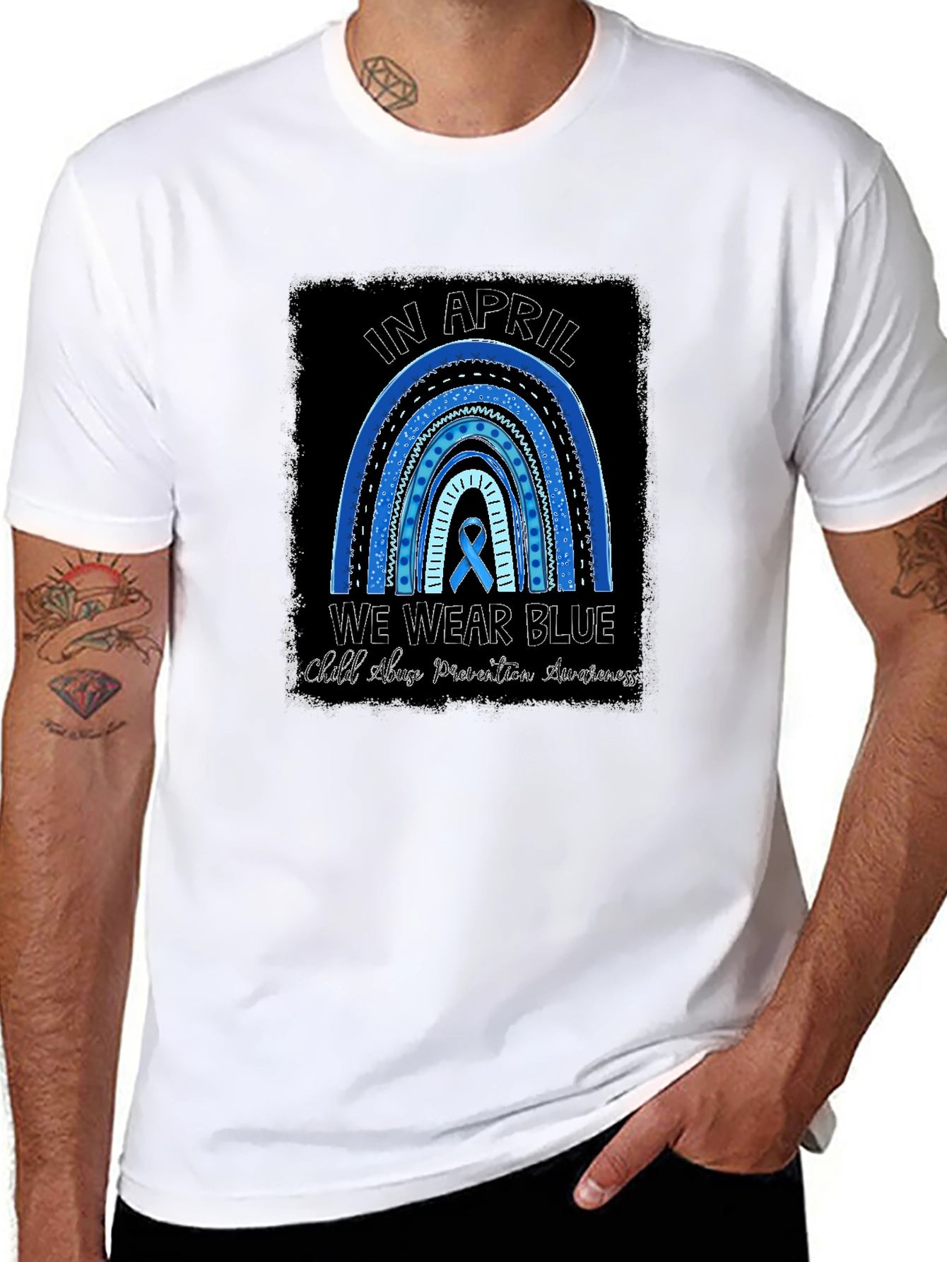 In April We Wear Blue Child Abuse Awareness T-Shirt
