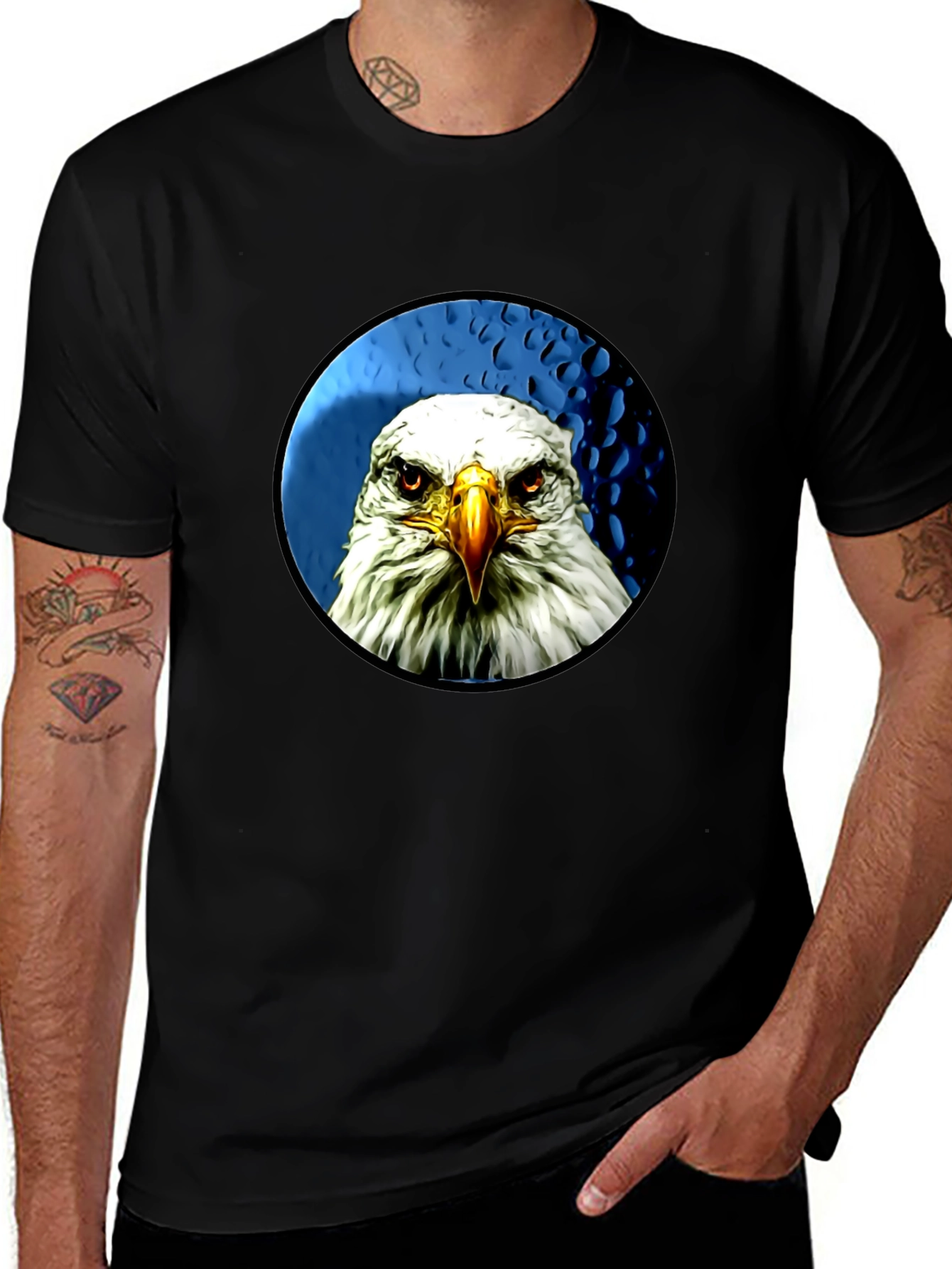Eagle Graphic Print Black T-Shirt for Men