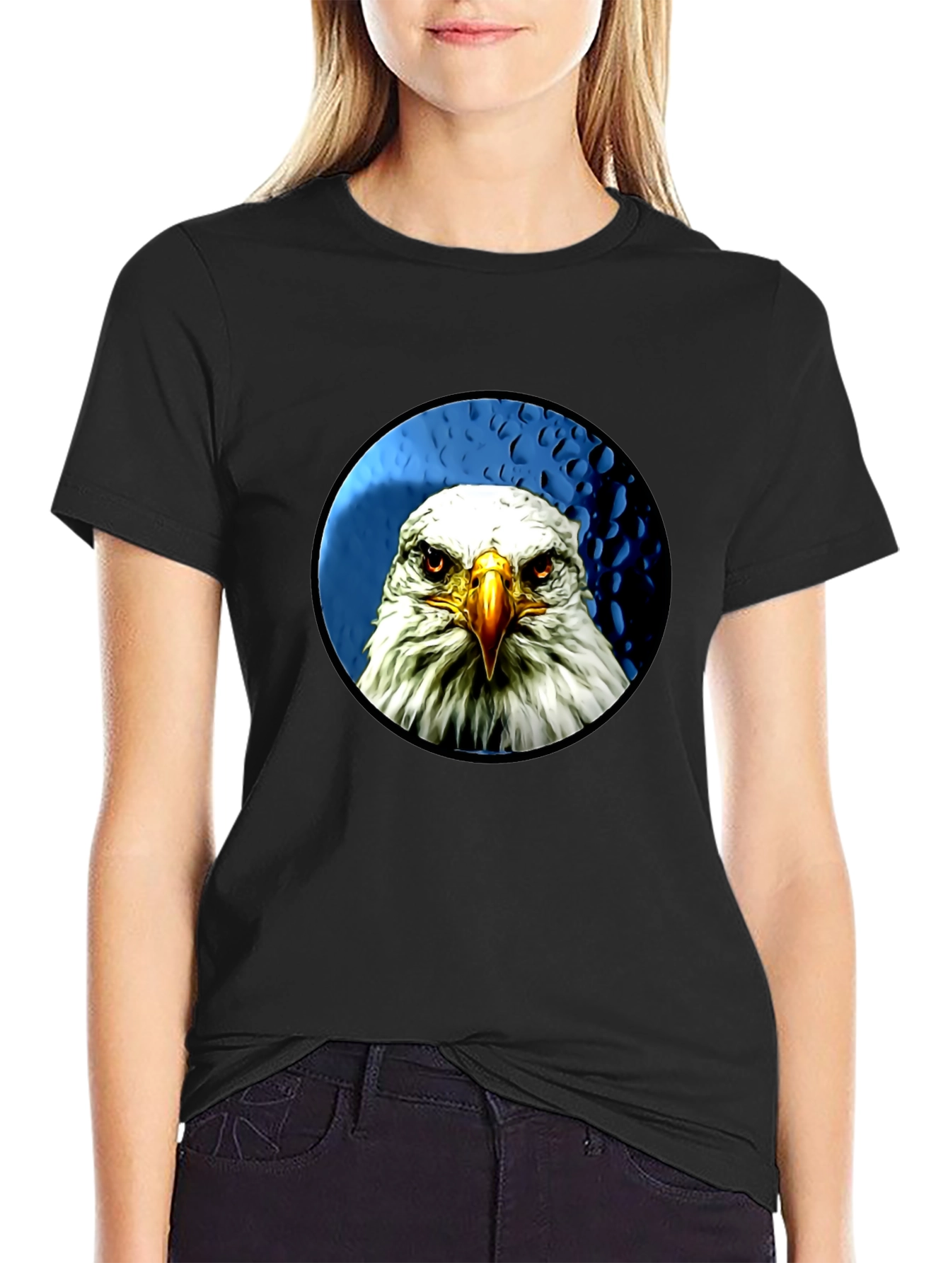 Eagle Graphic Print Black T-Shirt for Men