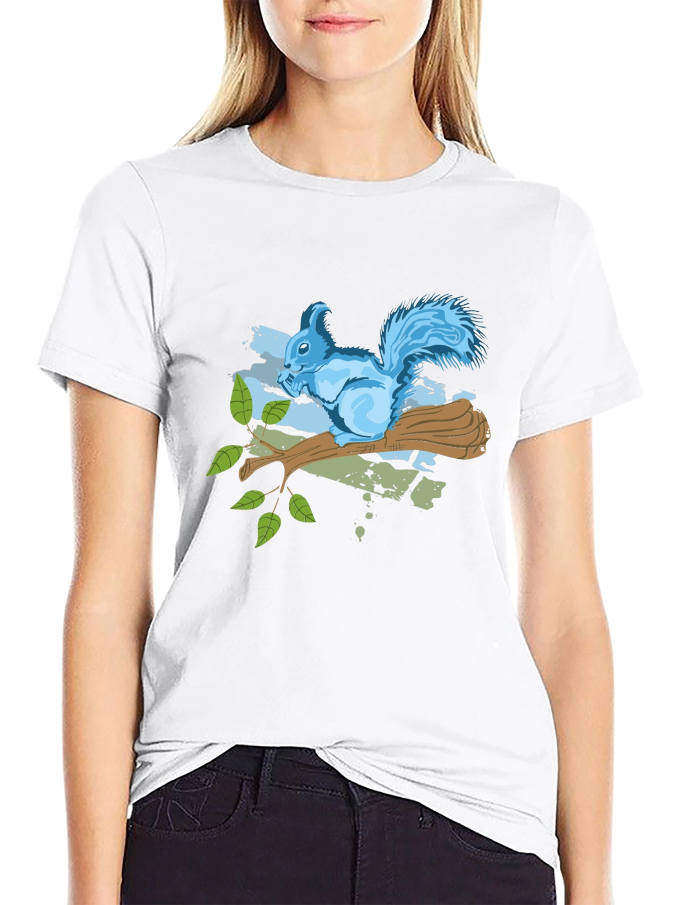 Squirrel on Branch Graphic Tee - Black