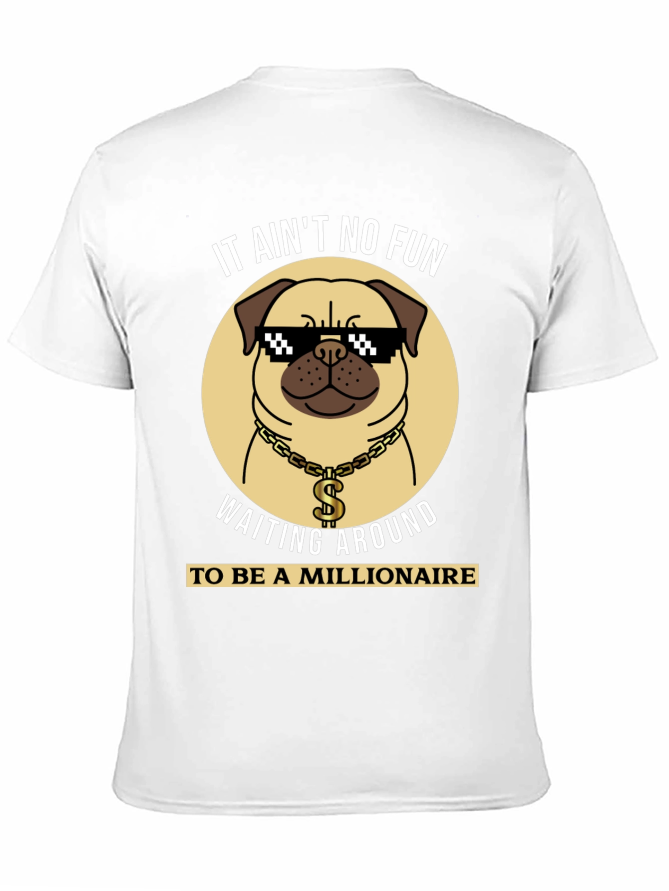 Funny Pug Millionaire Black T-Shirt