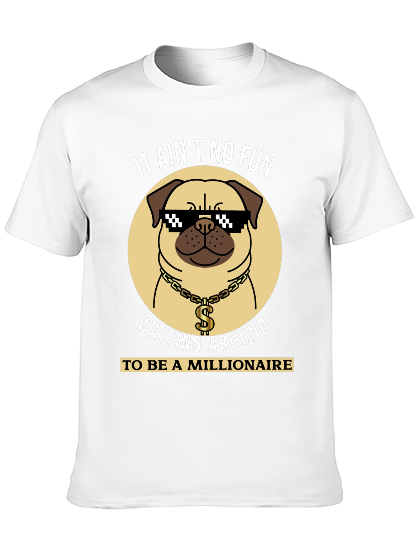 Funny Pug Millionaire Black T-Shirt