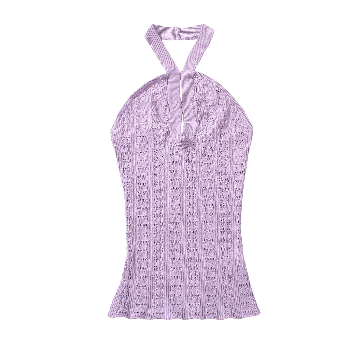 Hanging neck hollow knitted vest