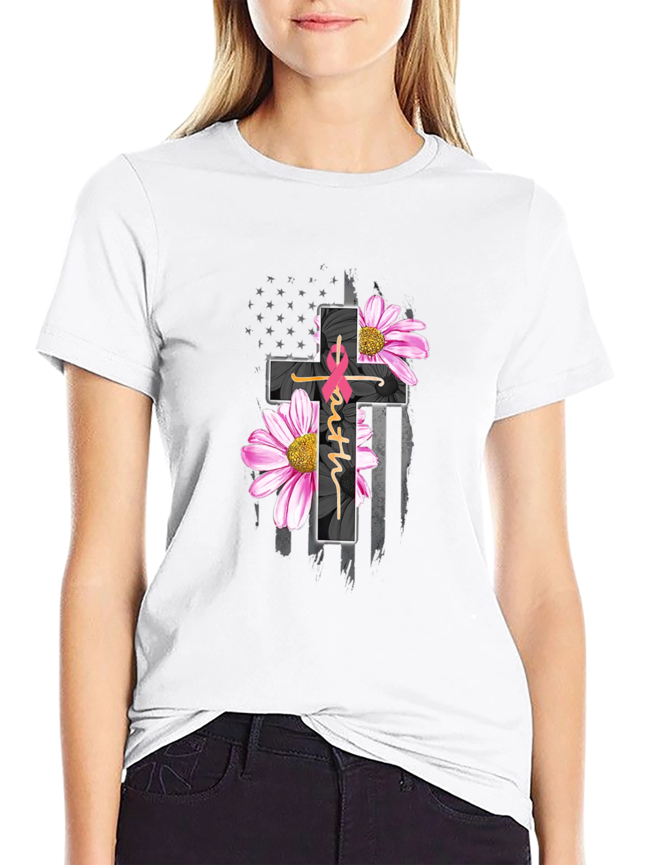 Faith Hope Love Breast Cancer Awareness T-Shirt