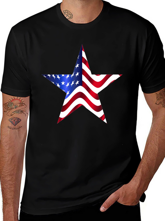 American Flag Star Graphic Tee - Black