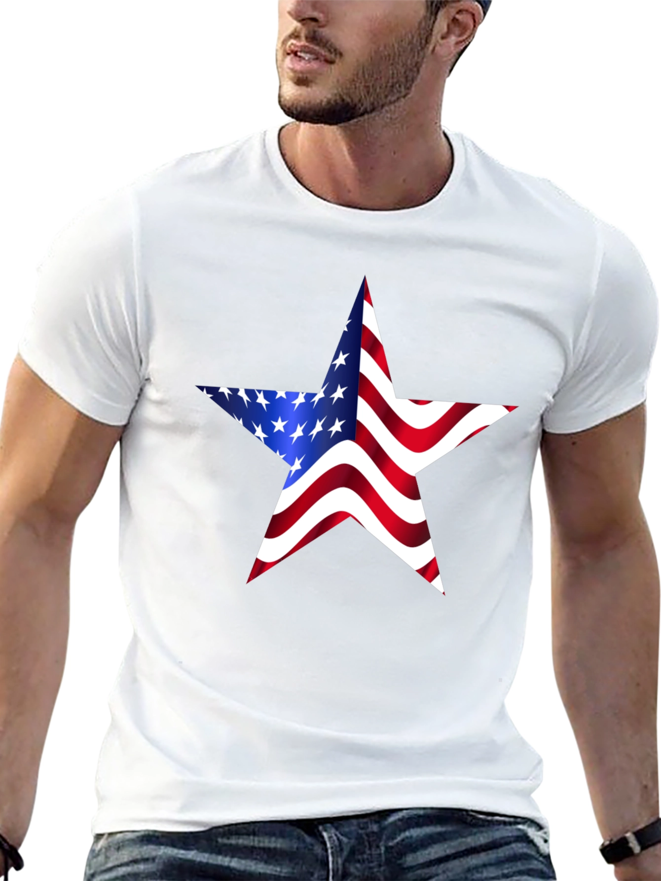 American Flag Star Graphic Tee - Black