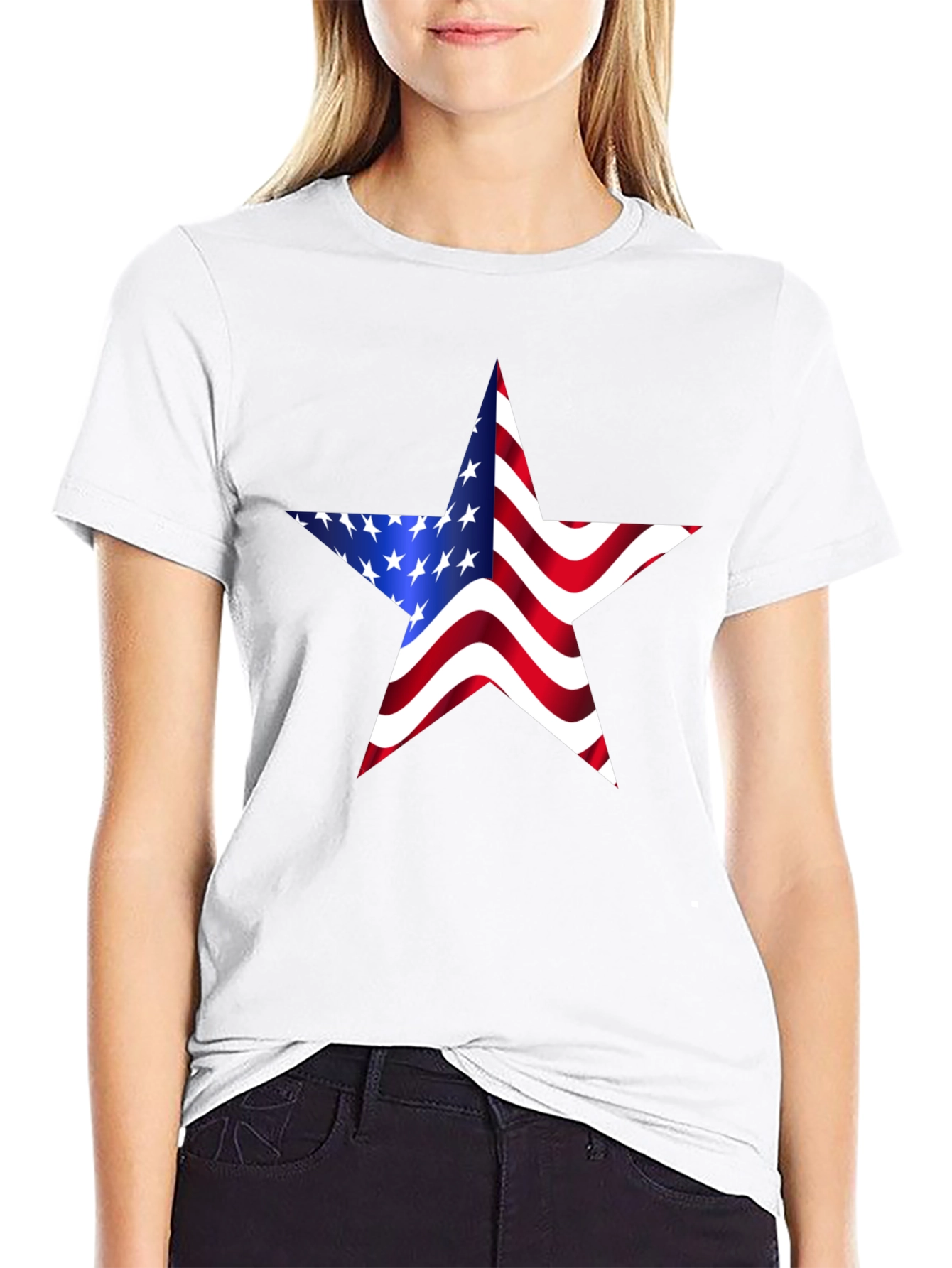 American Flag Star Graphic Tee - Black