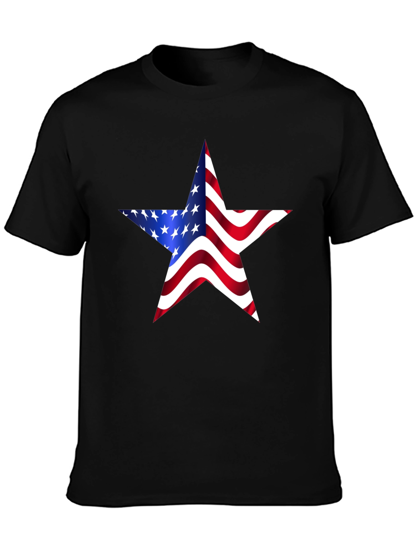 American Flag Star Graphic Tee - Black