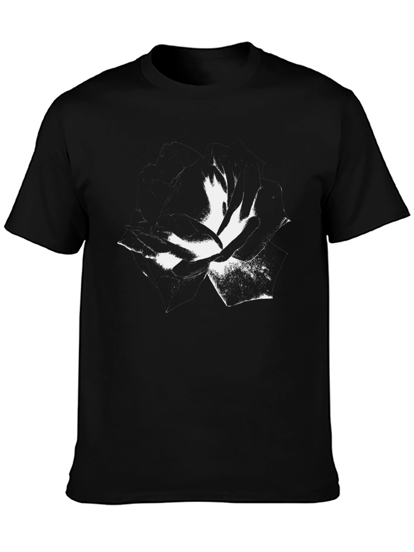 Abstract Rose Graphic Tee - Premium Black Cotton