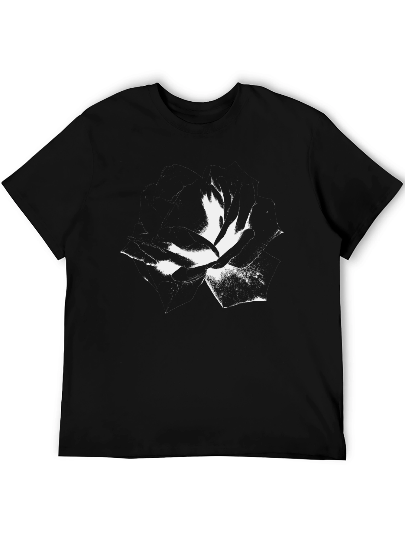 Abstract Rose Graphic Tee - Premium Black Cotton