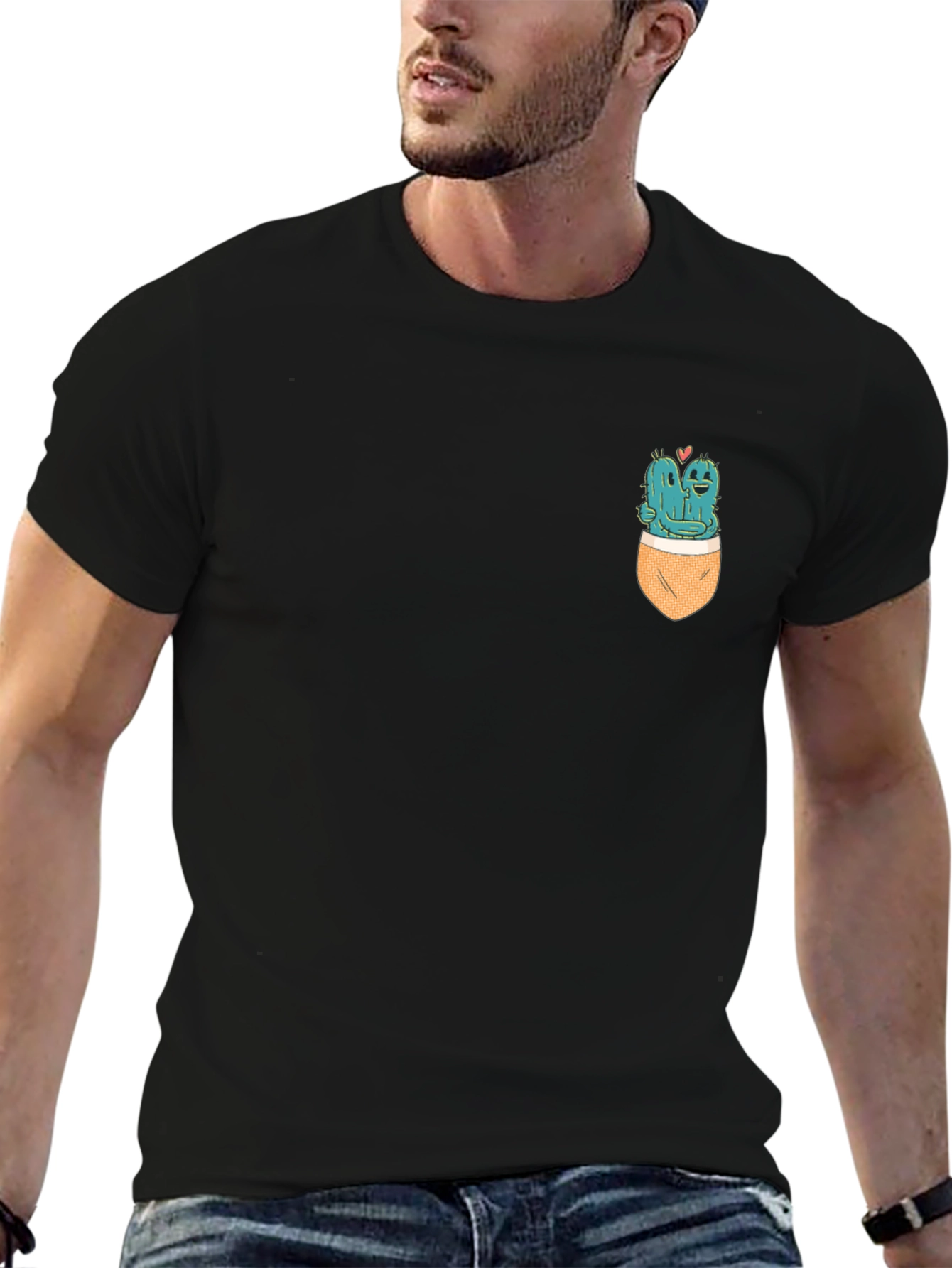 Cactus Couple in Pocket T-Shirt