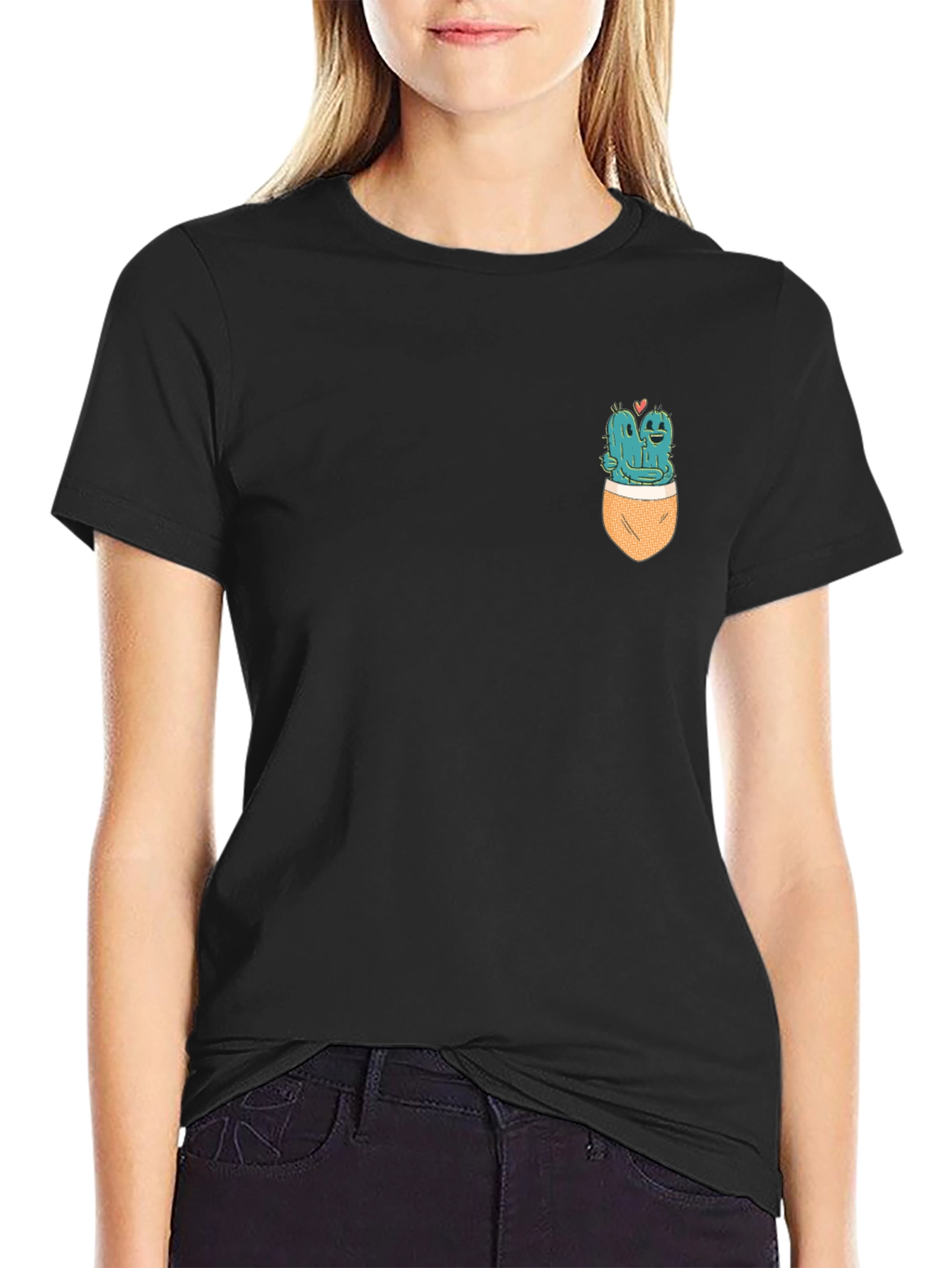 Cactus Couple in Pocket T-Shirt