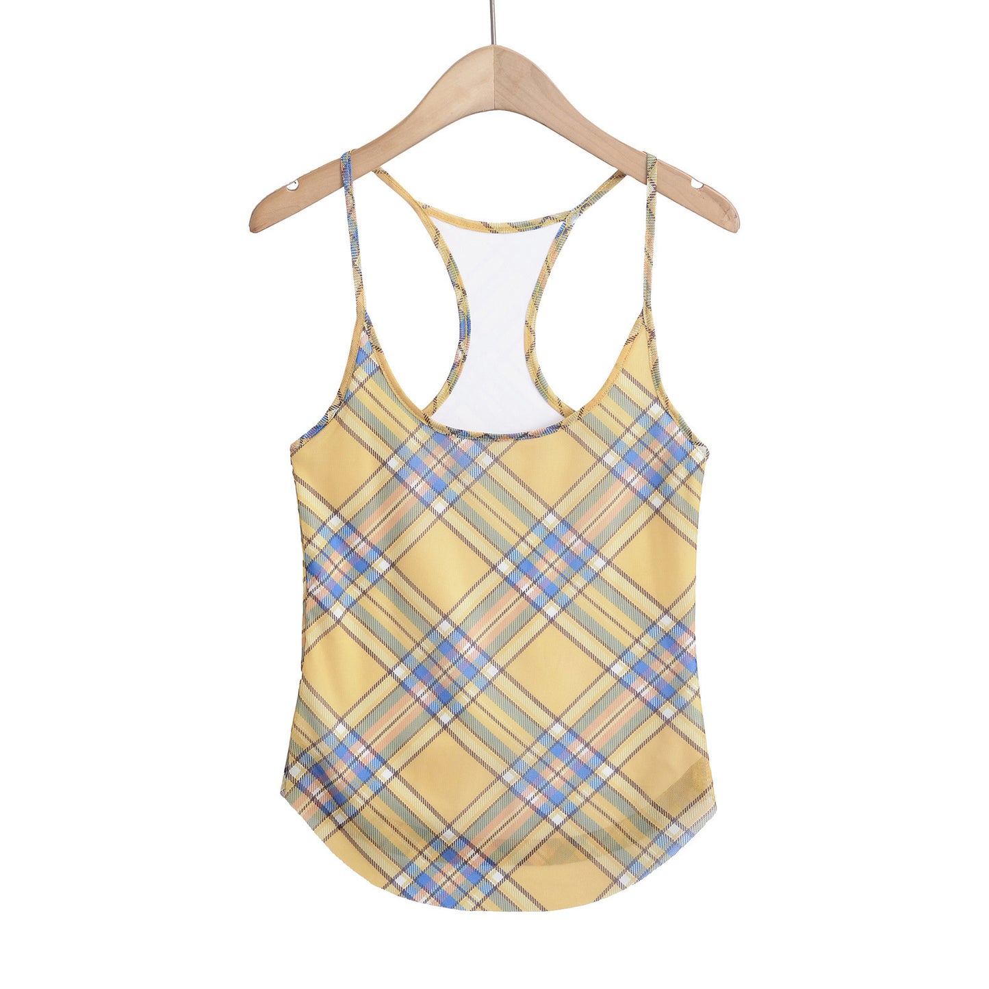 Checkered mesh vest for women
