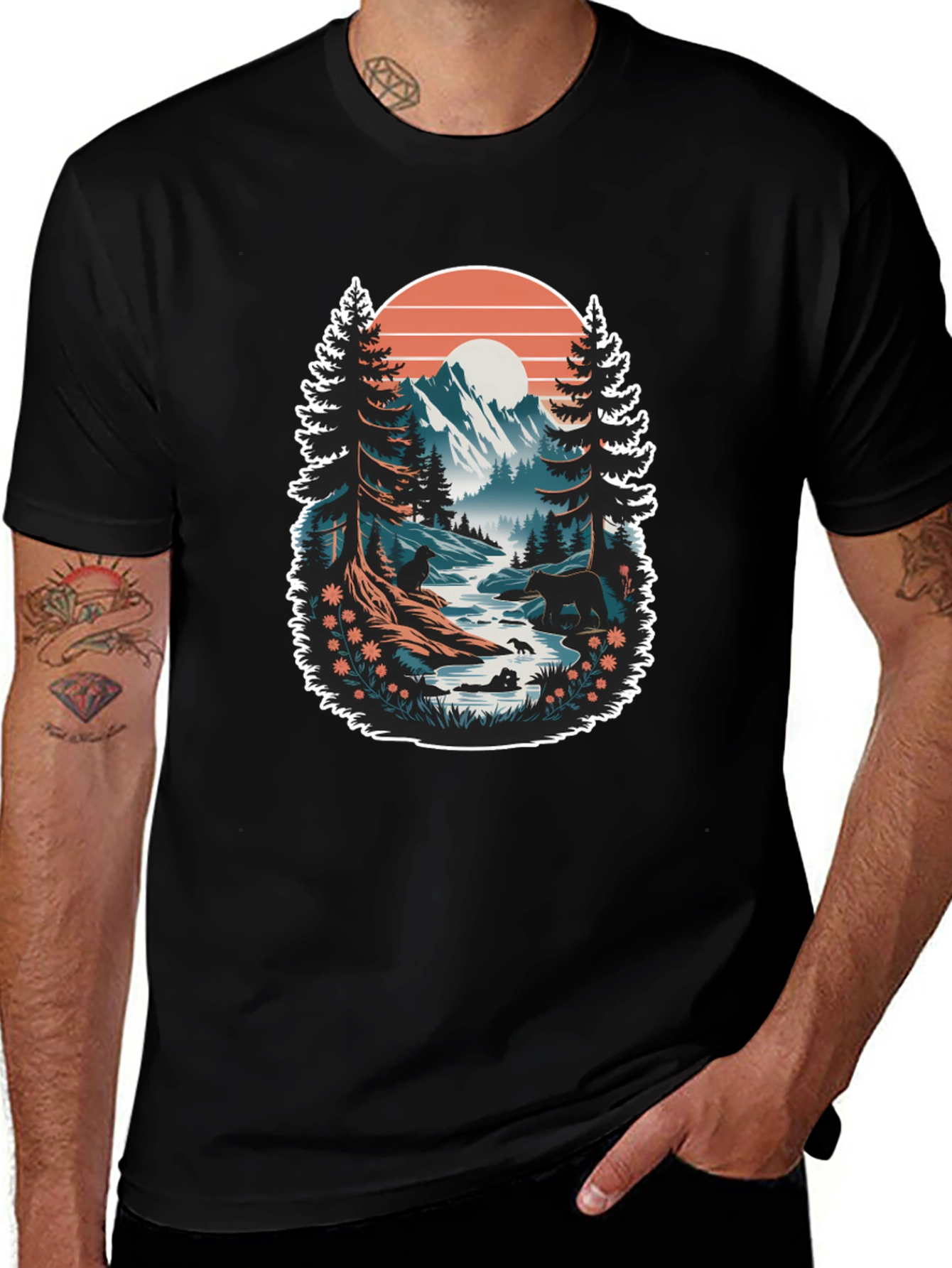 Nature Scene Graphic Tee - Mountain Landscape Shirt