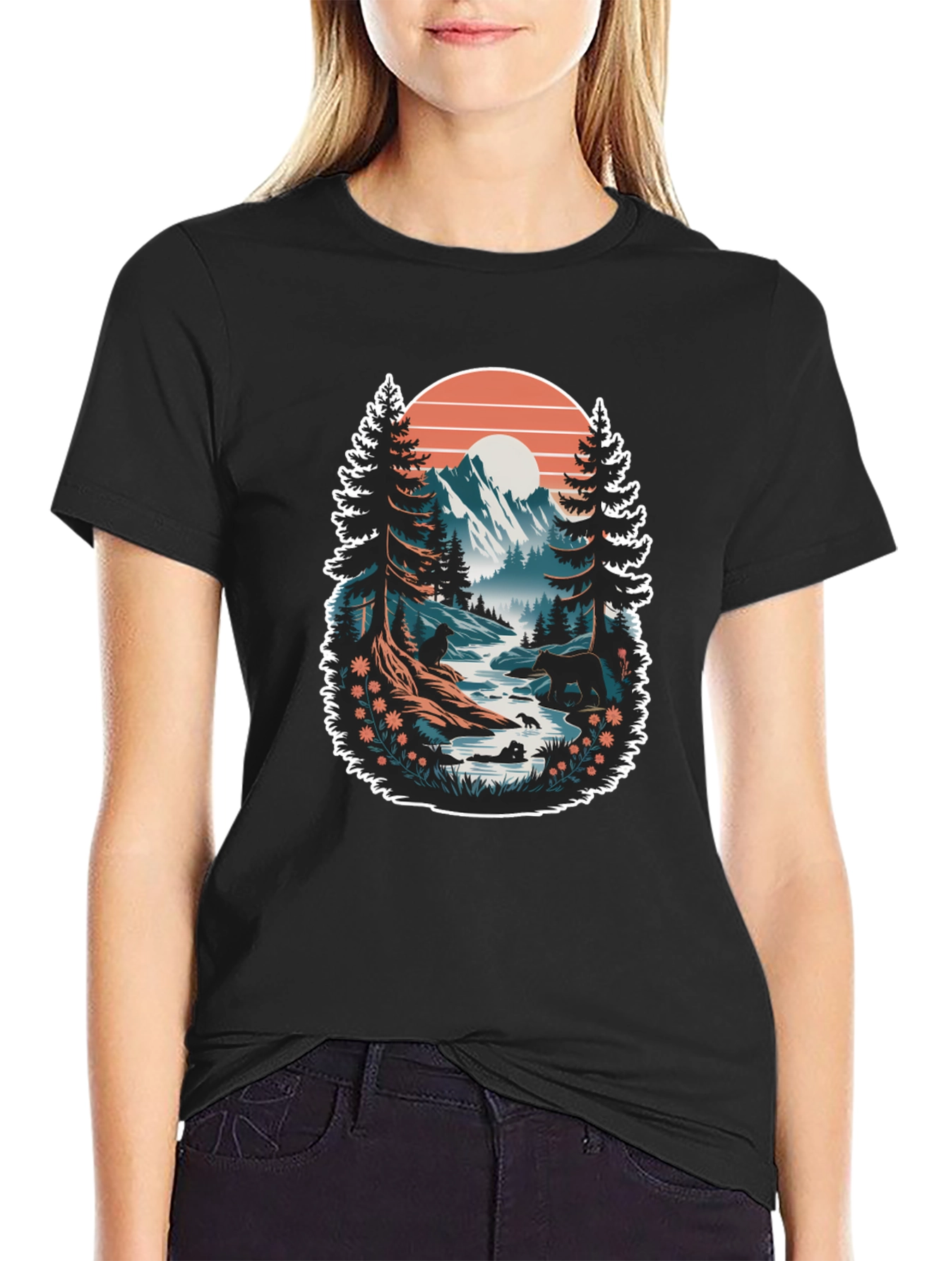 Nature Scene Graphic Tee - Mountain Landscape Shirt