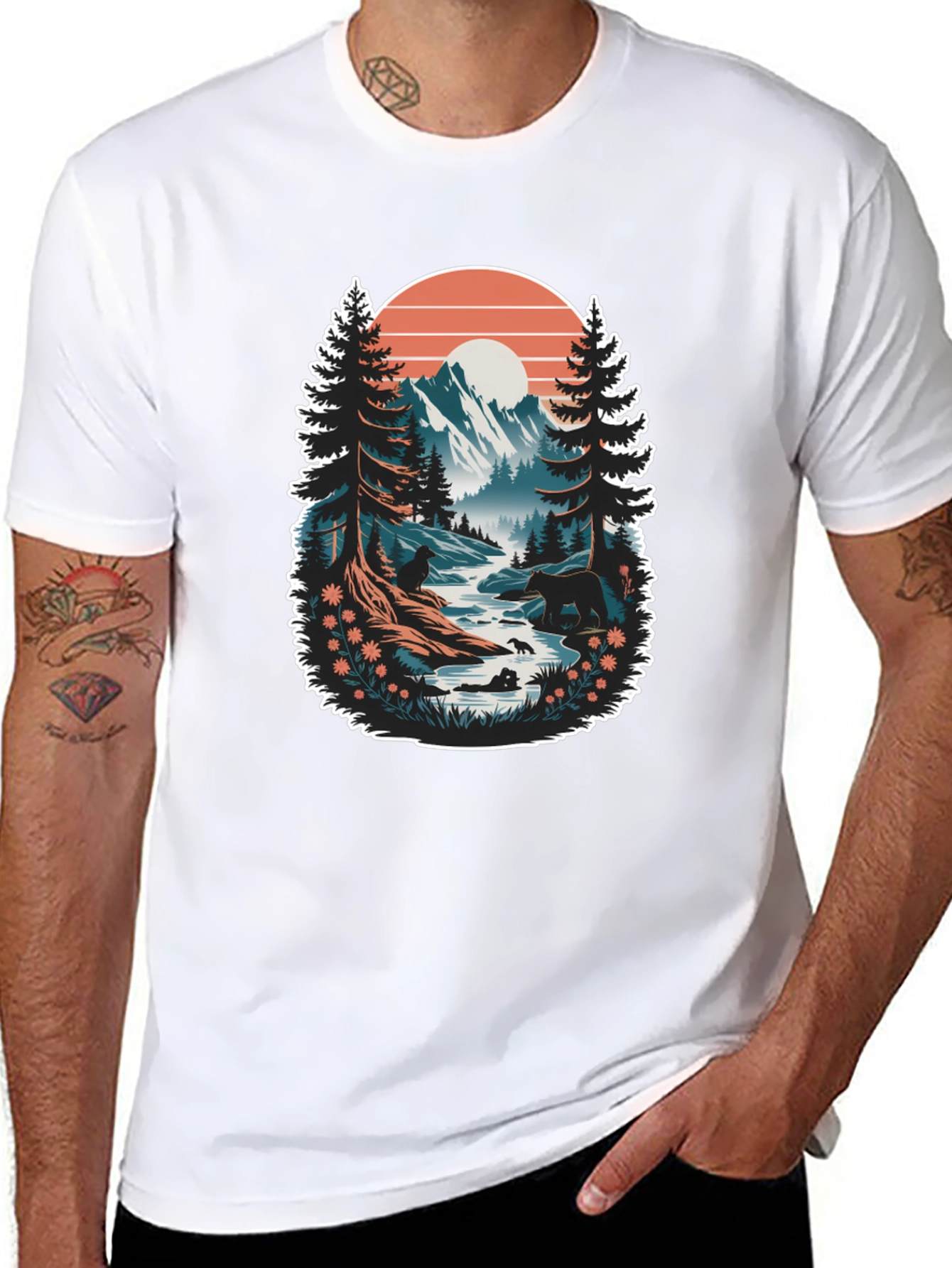 Nature Scene Graphic Tee - Mountain Landscape Shirt