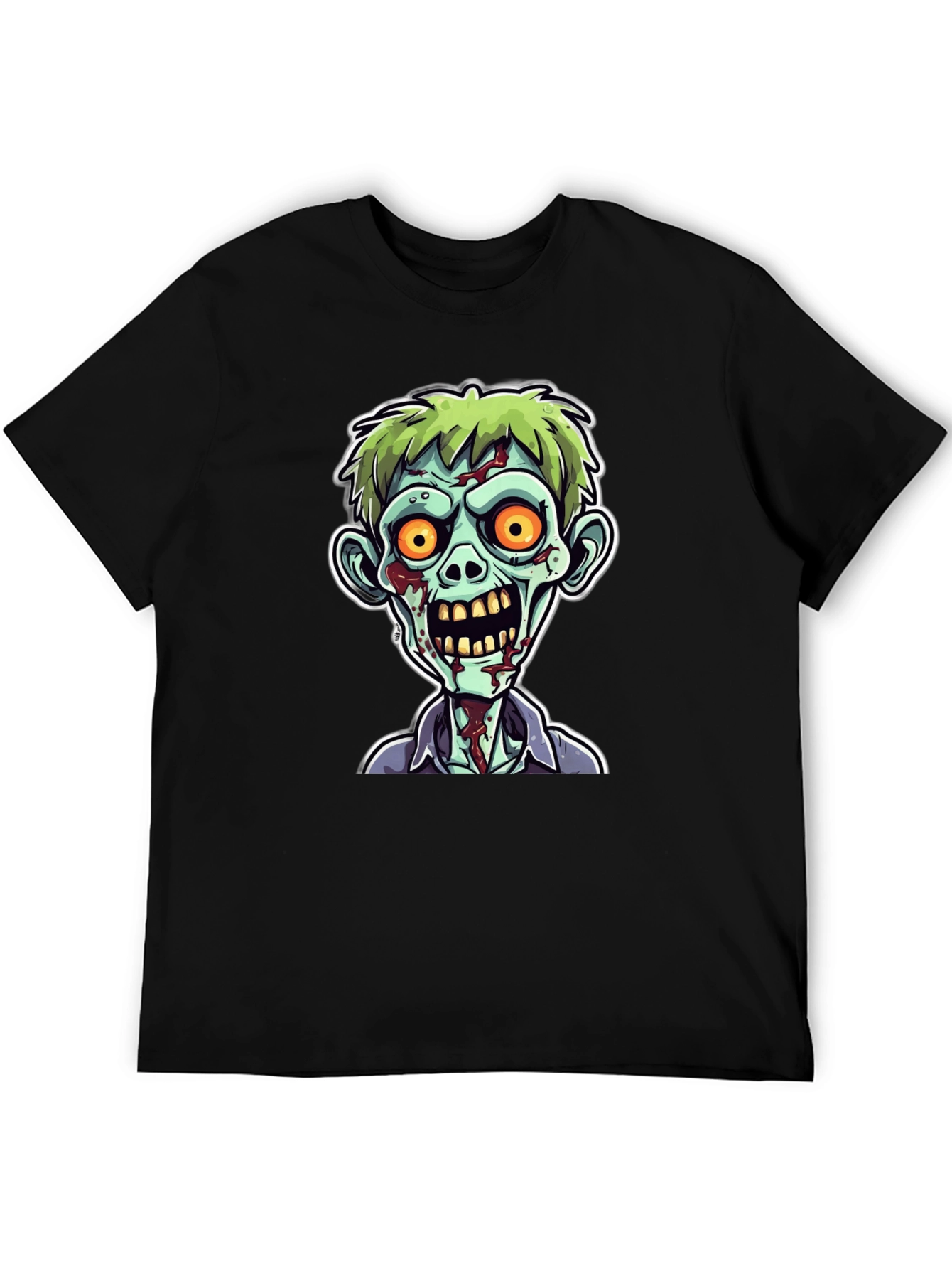 Zombie Cartoon Graphic Print Black Tee