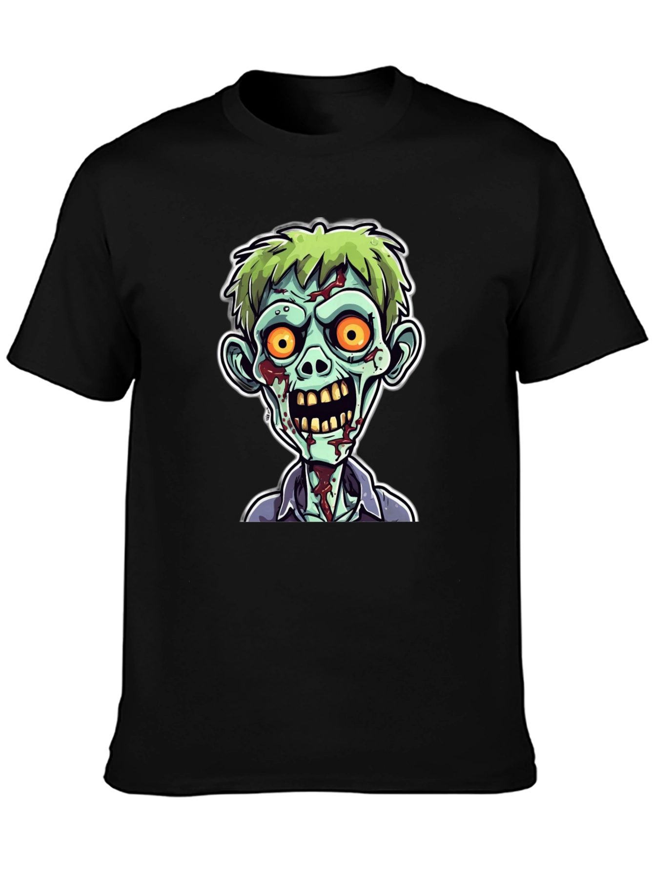 Zombie Cartoon Graphic Print Black Tee