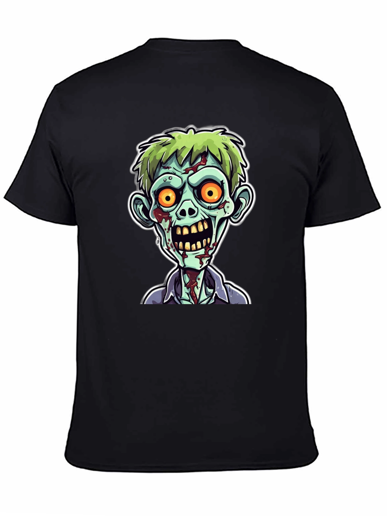 Zombie Cartoon Graphic Print Black Tee