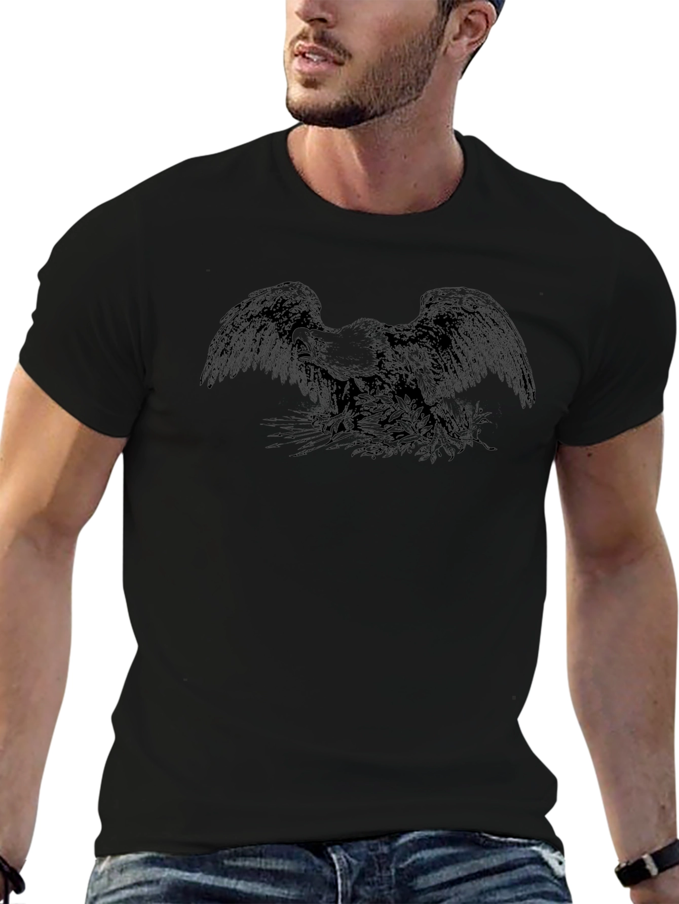 Eagle Graphic Black T-Shirt | Mens Casual Wear