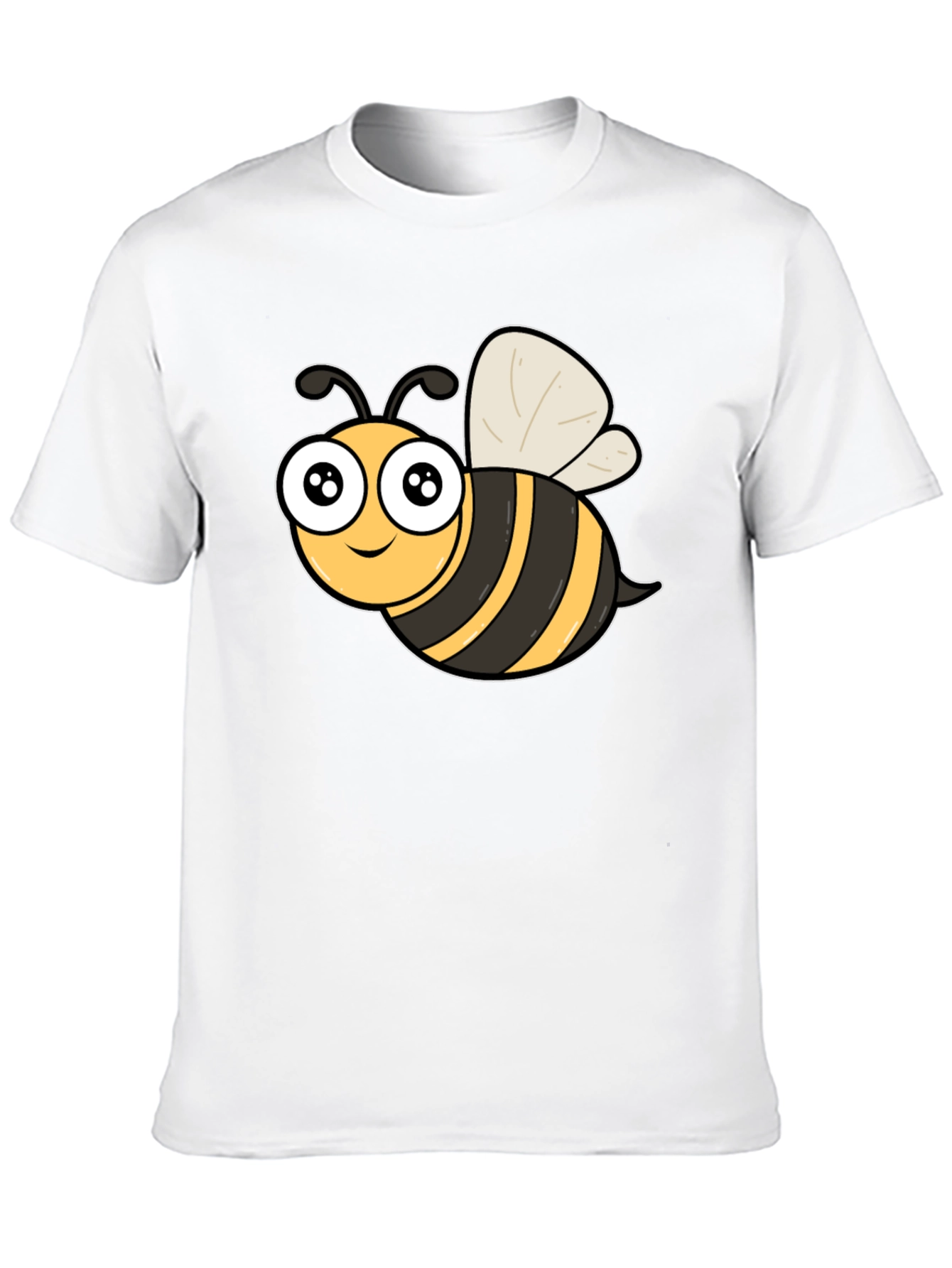 Cute Cartoon Bee Graphic Black T-Shirt