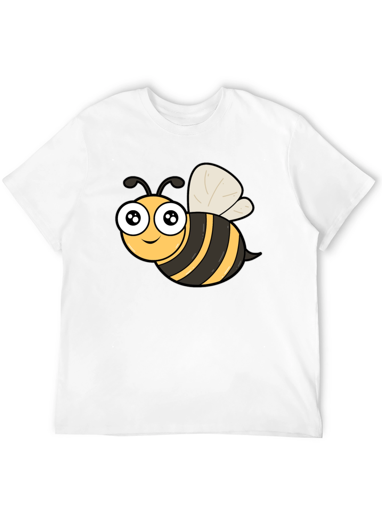 Cute Cartoon Bee Graphic Black T-Shirt