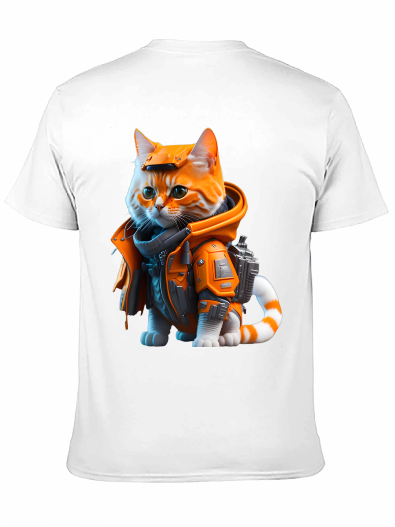 Sci-Fi Cat T-Shirt - Orange Tabby Astronaut