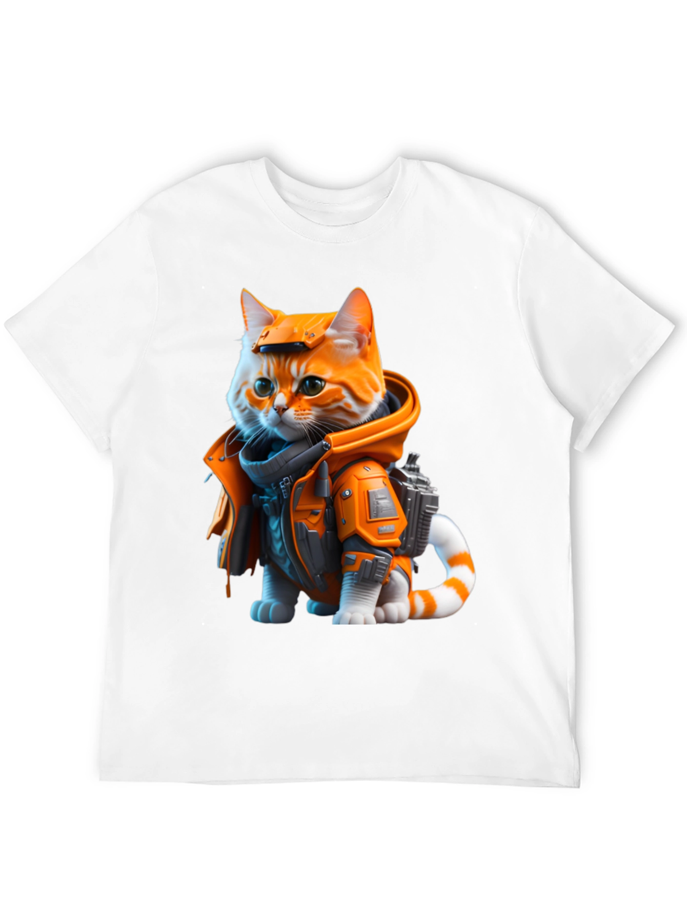 Sci-Fi Cat T-Shirt - Orange Tabby Astronaut